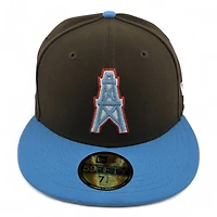 Houston Oilers Walnut and Rad Blue 75 Years Patch Green UV New Era 59FIFTY Fitted Hat