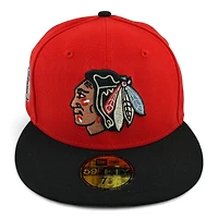 Chicago Blackhawks Front Door Red and Black Metallic 1991 ASG Patch Pink UV New Era 59FIFTY Fitted Hat