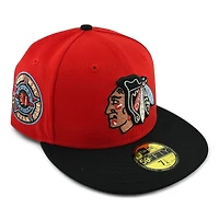 Chicago Blackhawks Front Door Red and Black Metallic 1991 ASG Patch Pink UV New Era 59FIFTY Fitted Hat