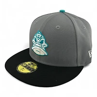 Anaheim Ducks Gray and Storm Black 25th Anniversary Patch Teal UV NHL New Era 59FIFTY Fitted Hat