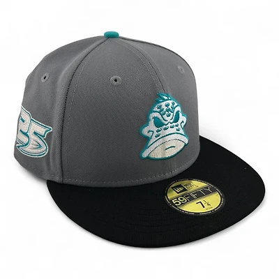 Anaheim Ducks Gray and Storm Black 25th Anniversary Patch Teal UV NHL New Era 59FIFTY Fitted Hat