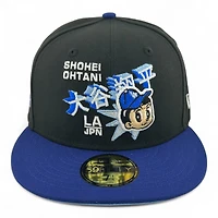 Los Angeles Dodgers Shohei Ohtani Anime Black and Royal Blue LA Patch Icy UV New Era 59FIFTY Fitted Hat