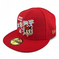 Los Angeles Dodgers Shohei Ohtani Anime Scarlet Red and Metallic LA Patch Gray UV New Era 59FIFTY Fitted Hat