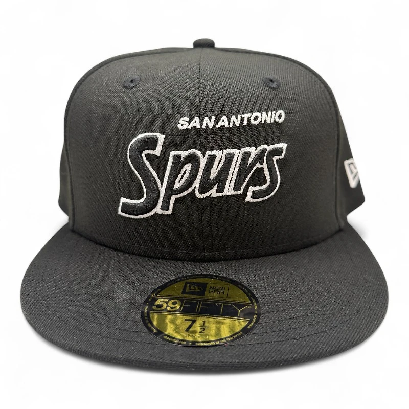 San Antonio Spurs White on Black Teal UV New Era 59FIFTY Fitted Hat