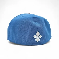 Quebec Nordiques Script Air Force Blue Leon the Lab Fleur Patch Grey UV New Era 59FIFTY Fitted Hat