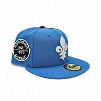 Quebec Nordiques Air Force Blue Leon the Lab Est Patch Grey UV New Era 59FIFTY Fitted Hat