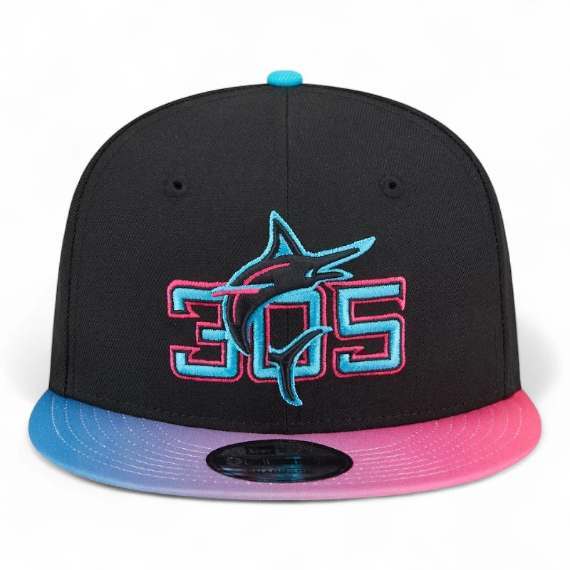 Youth Miami Marlins Black and Pink 2025 City Connect New Era 9FIFTY Snapback Hat