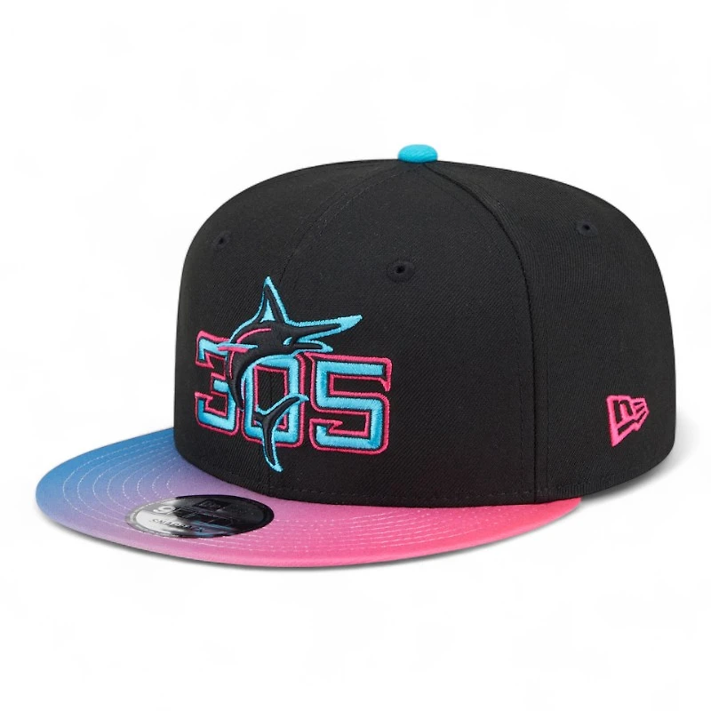 Youth Miami Marlins Black and Pink 2025 City Connect New Era 9FIFTY Snapback Hat