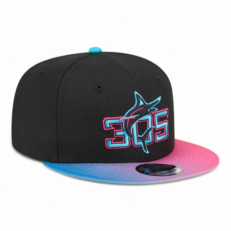 Youth Miami Marlins Black and Pink 2025 City Connect New Era 9FIFTY Snapback Hat