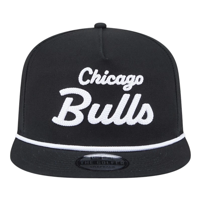 Chicago Bulls Black Team Text New Era Golfer Snapback Hat