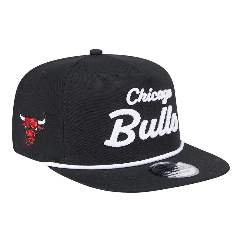 Chicago Bulls Black Team Text New Era Golfer Snapback Hat