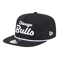 Chicago Bulls Black Team Text New Era Golfer Snapback Hat