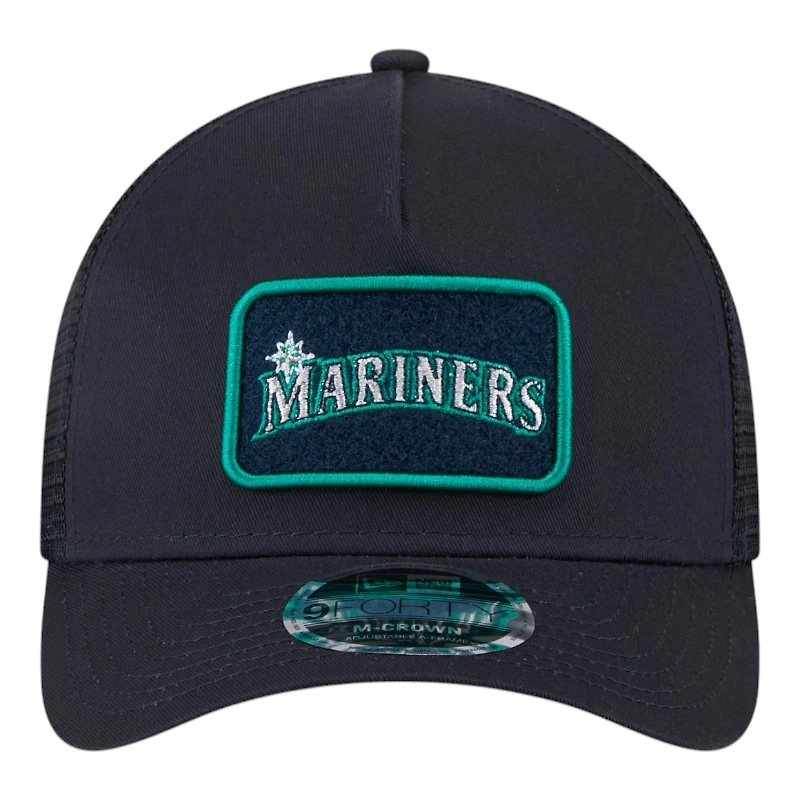 Seattle Mariners Navy Patch Trucker New Era 9FORTY M-Crown A-Frame Adjustable Hat