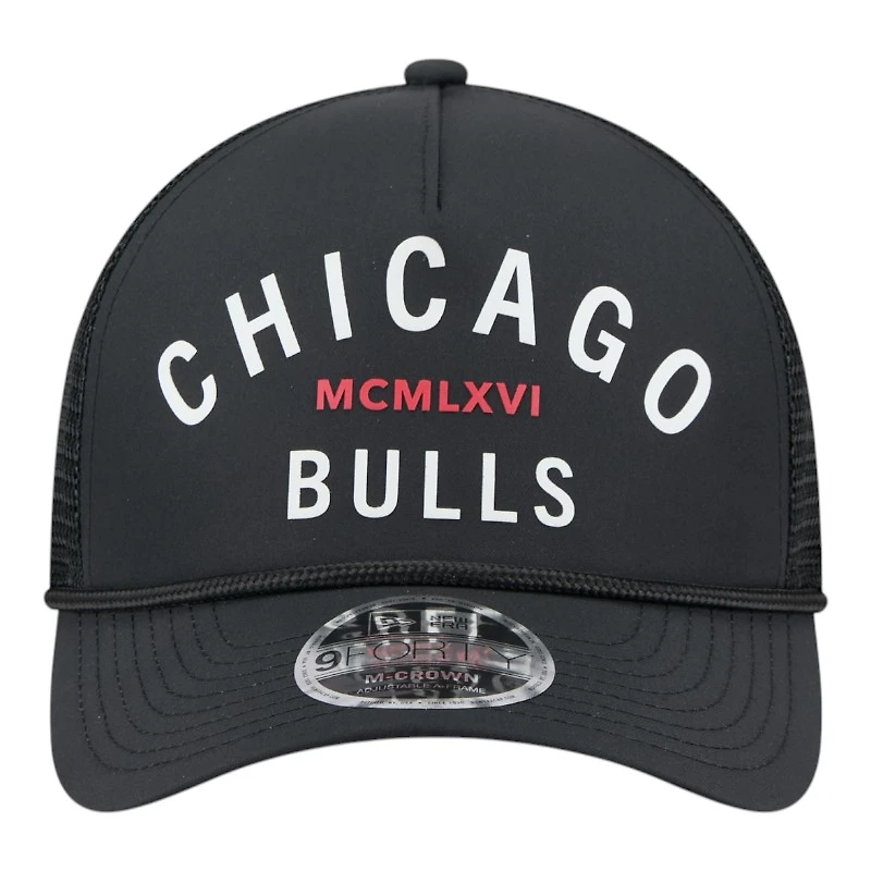 Chicago Bulls Black Roper New Era 9FORTY M-Crown A-Frame Adjustable Hat