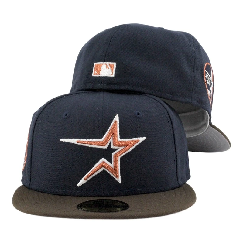 Houston Astros Navy and Brown 35 Great Years Patch Grey UV New Era 59FIFTY Fitted Hat