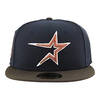 Houston Astros Navy and Brown 35 Great Years Patch Grey UV New Era 59FIFTY Fitted Hat