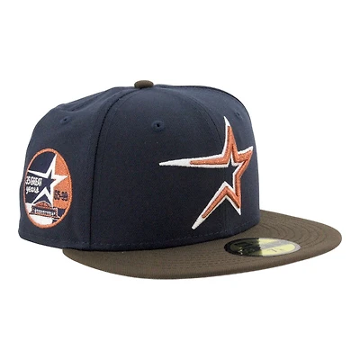 Houston Astros Navy and Brown 35 Great Years Patch Grey UV New Era 59FIFTY Fitted Hat