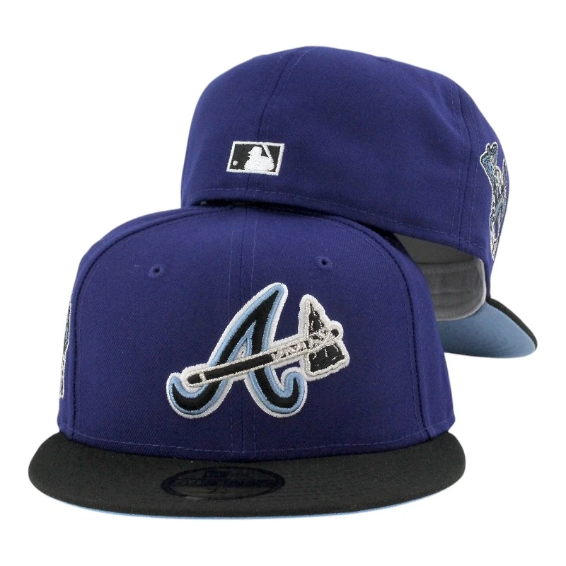 Atlanta Braves Royal Blue and Black 1876 Tomahawk Patch Icy UV New Era 59FIFTY Fitted Hat