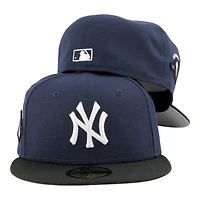 New York Yankees Navy and Black 100th Anniversary Patch Gray UV Era 59FIFTY Fitted Hat