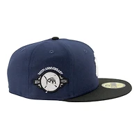 New York Yankees Navy and Black 100th Anniversary Patch Gray UV Era 59FIFTY Fitted Hat