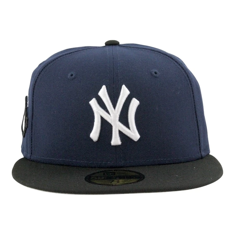 New York Yankees Navy and Black 100th Anniversary Patch Gray UV Era 59FIFTY Fitted Hat