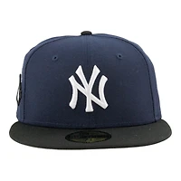 New York Yankees Navy and Black 100th Anniversary Patch Gray UV Era 59FIFTY Fitted Hat