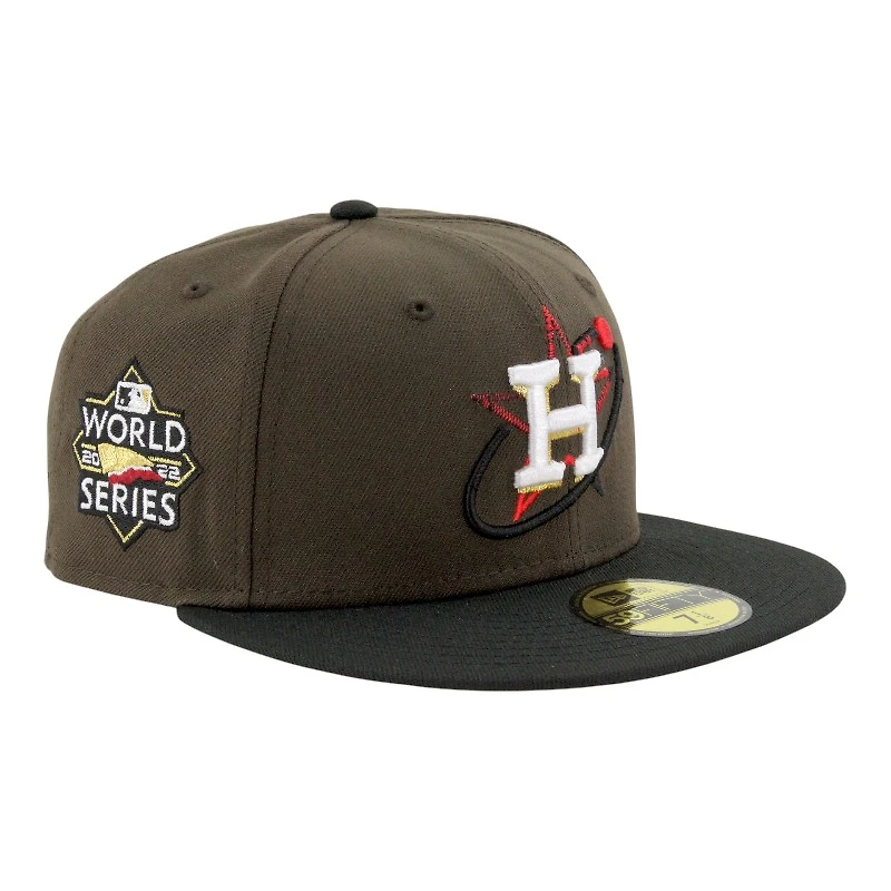 Houston Astros Brown and Black 2022 World Series Patch Gray UV New Era 59FIFTY Fitted Hat