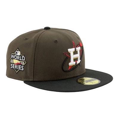 Houston Astros Brown and Black 2022 World Series Patch Gray UV New Era 59FIFTY Fitted Hat