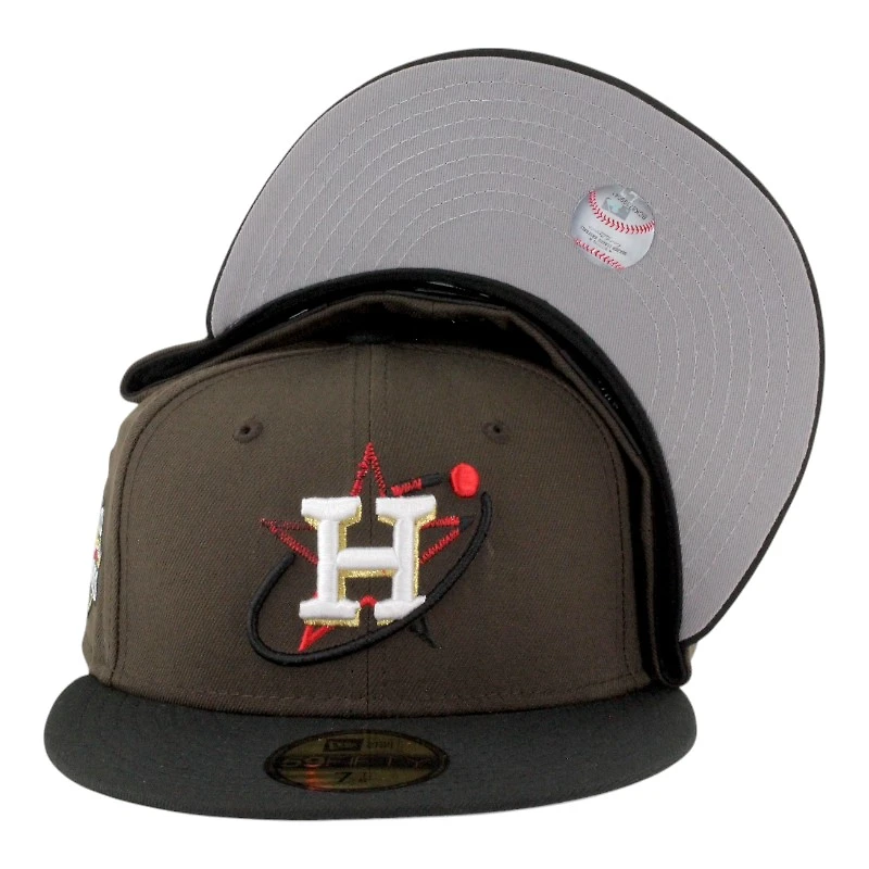 Houston Astros Brown and Black 2022 World Series Patch Gray UV New Era 59FIFTY Fitted Hat