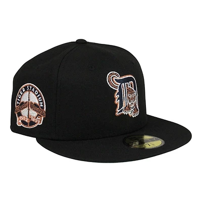 Detroit Tigers Black with Copper Tiger Stadium Patch Green UV New Era 59FIFTY Fitted Hat