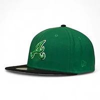 Atlanta Braves Kelly Green and Black 1999 WS Patch Gray UV New Era 59FIFTY Fitted Hat