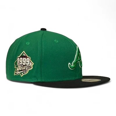 Atlanta Braves Kelly Green and Black 1999 WS Patch Gray UV New Era 59FIFTY Fitted Hat