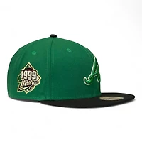 Atlanta Braves Kelly Green and Black 1999 WS Patch Gray UV New Era 59FIFTY Fitted Hat