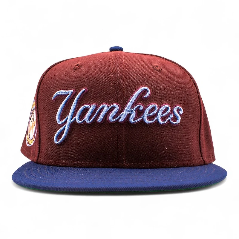 New York Yankees Maroon and Navy 50th Anniversary Patch Green UV Era 59Fifty Fitted Hat