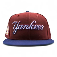 New York Yankees Maroon and Navy 50th Anniversary Patch Green UV Era 59Fifty Fitted Hat