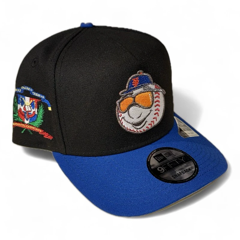 New York Mets Black and Royal Blue Domincan Republic Crest Patch New Era 9FIFTY A-Frame Snapback Hat