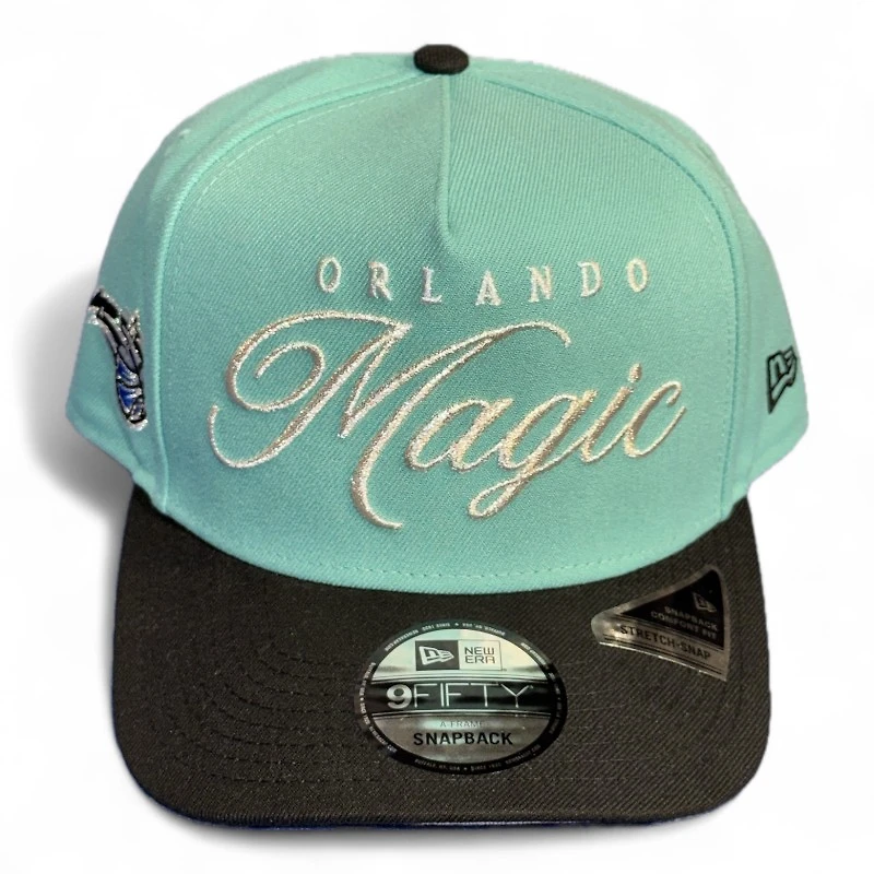 Orlando Magic Clear Mint and Black Script New Era 9FIFTY A-Frame Snapback Hat