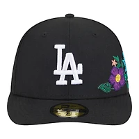 Los Angeles Dodgers Black Tonal Floral Pre-Curved New Era 59FIFTY Fitted Hat