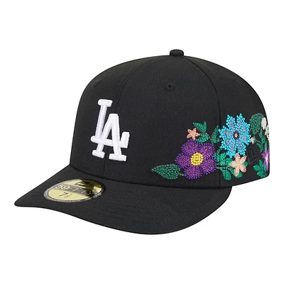Los Angeles Dodgers Black Tonal Floral Pre-Curved New Era 59FIFTY Fitted Hat
