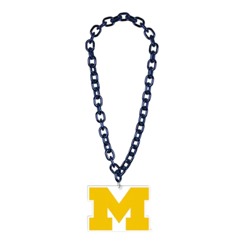 Michigan Wolverines Navy Big Chain Logo Plastic Necklace