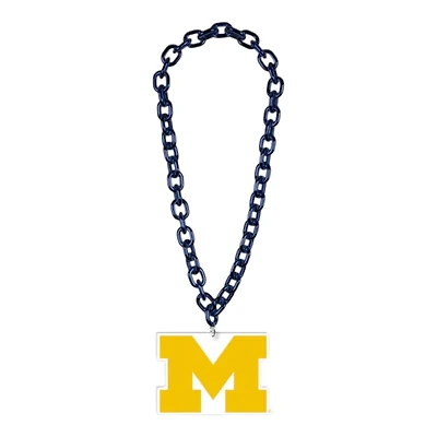 Michigan Wolverines Navy Big Chain Logo Plastic Necklace
