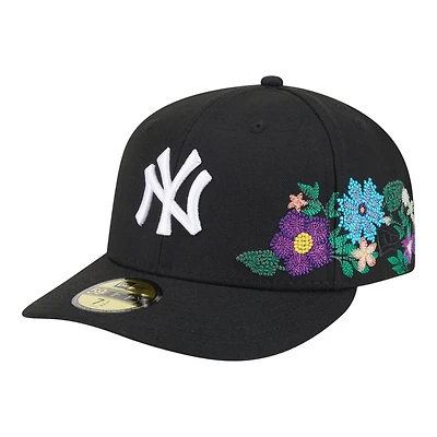 New York Yankees Black Tonal Floral Pre-Curved Era 59FIFTY Fitted Hat