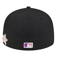 New York Yankees Black Tonal Floral Pre-Curved Era 59FIFTY Fitted Hat