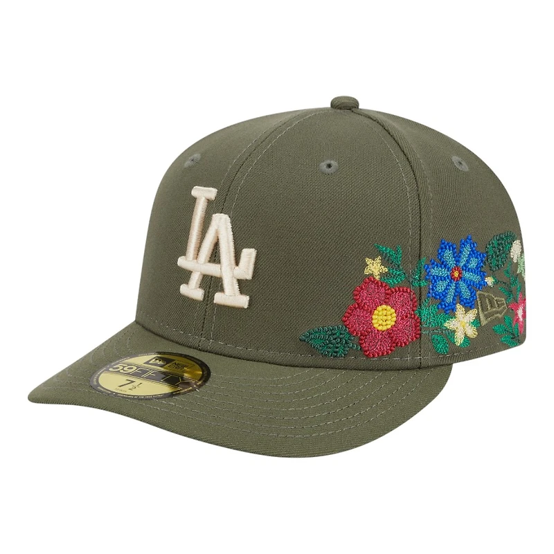 Los Angeles Dodgers Olive Green Tonal Floral Pre-Curved New Era 59FIFTY Fitted Hat
