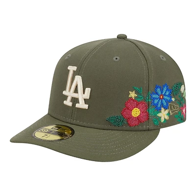 Los Angeles Dodgers Olive Green Tonal Floral Pre-Curved New Era 59FIFTY Fitted Hat