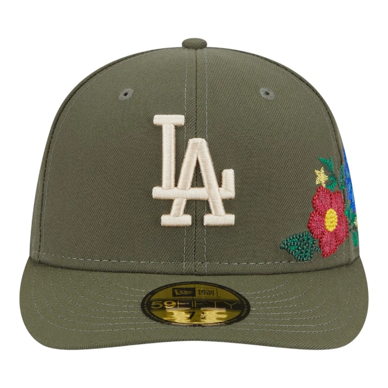 Los Angeles Dodgers Olive Green Tonal Floral Pre-Curved New Era 59FIFTY Fitted Hat