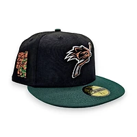 New Hampshire Fisher Cat Black Dark Green 2T Leon the Lab Cliff Patch Grey UV Era 59FIFTY Fitted Hat