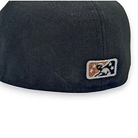 New Hampshire Fisher Cat Black Dark Green 2T Leon the Lab Cliff Patch Grey UV Era 59FIFTY Fitted Hat