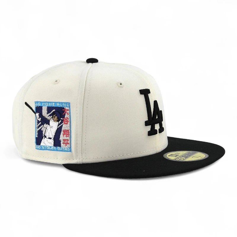 Los Angeles Dodgers Chrome and Black Ohtani 50-50 Patch Grey UV New Era 59FIFTY Fitted Hat