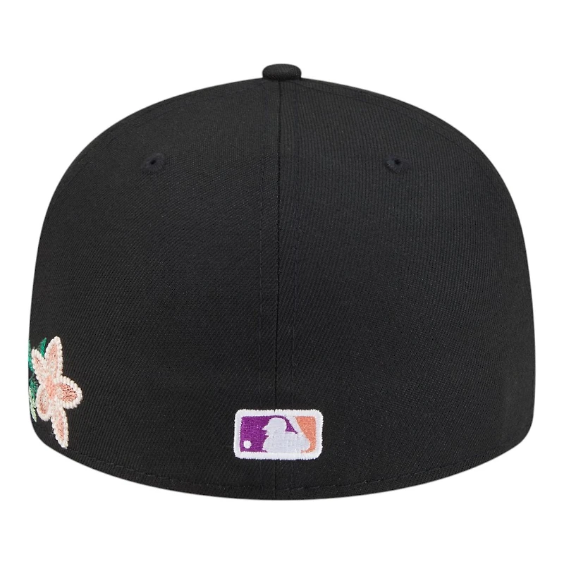 Los Angeles Angels Black Tonal Floral Pre-Curved New Era 59FIFTY Fitted Hat